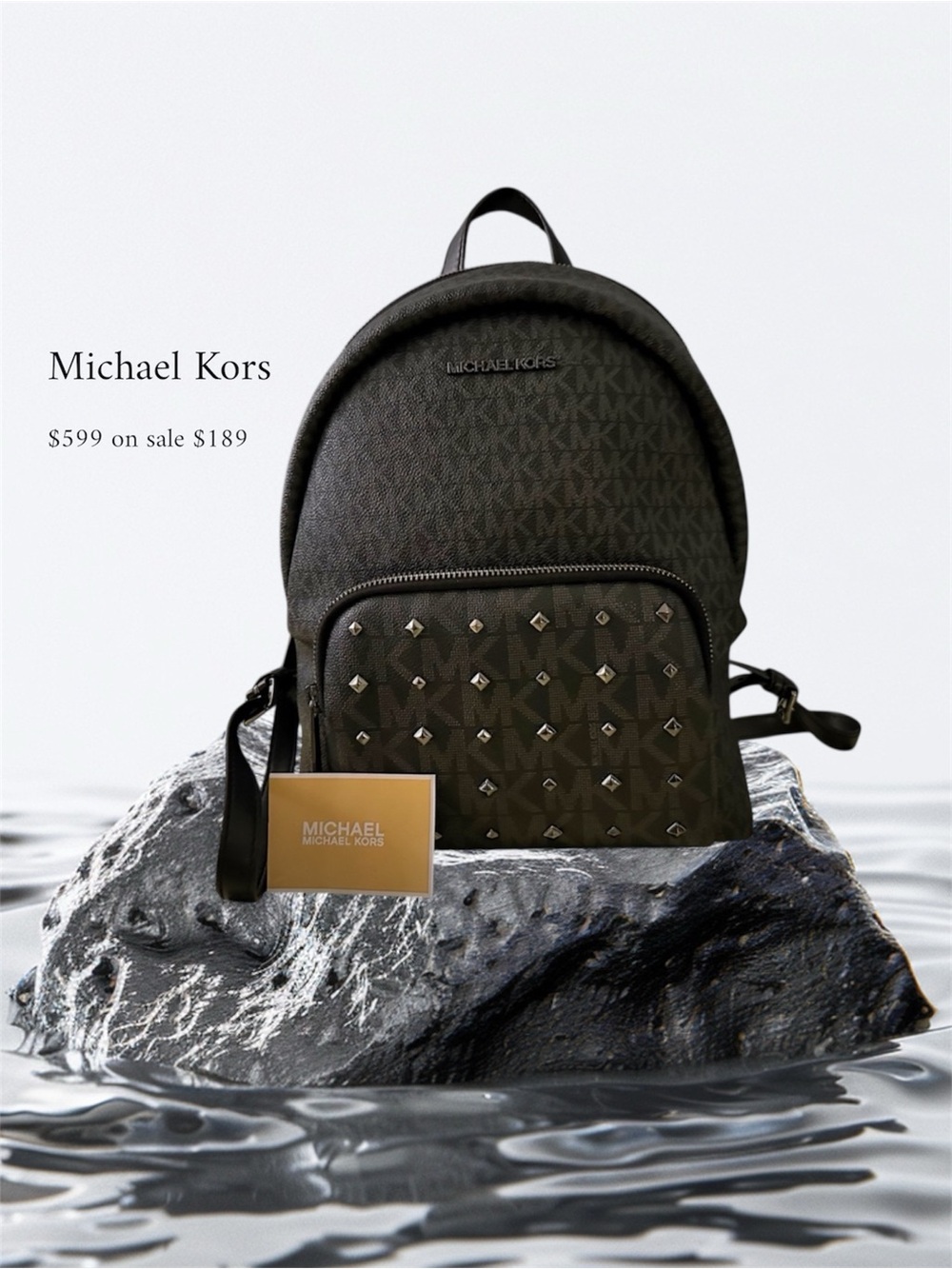 Michael Kors Black Studded Backpack - Picture 3 of 17